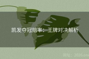 凯发夺冠赔率：王牌对决解析